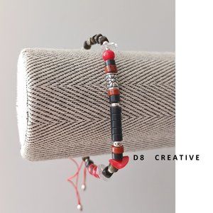 Men's 925 sterling silver with black onyx and mutli gemstone hand woven braceket